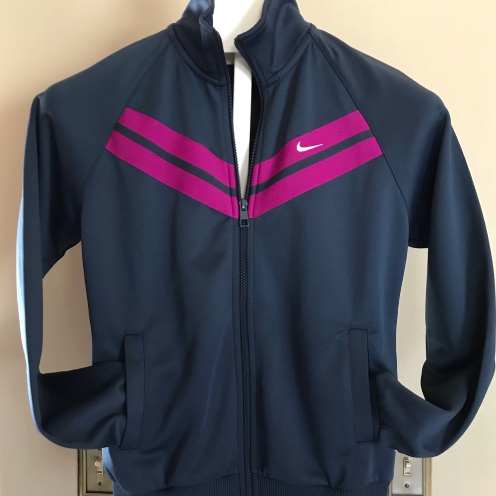 Blue Nike Track Jacket, Fuscia Stripes, S